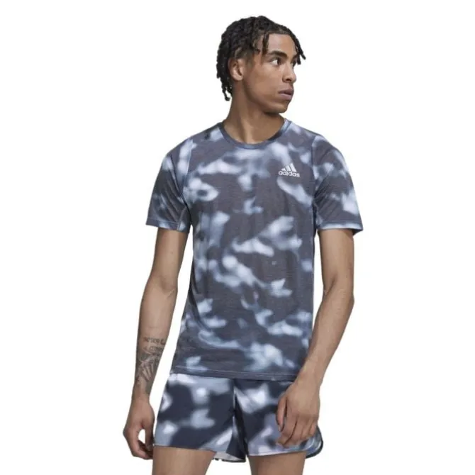 adidas Laufshirts>Run Icon Aop Tee Weiß