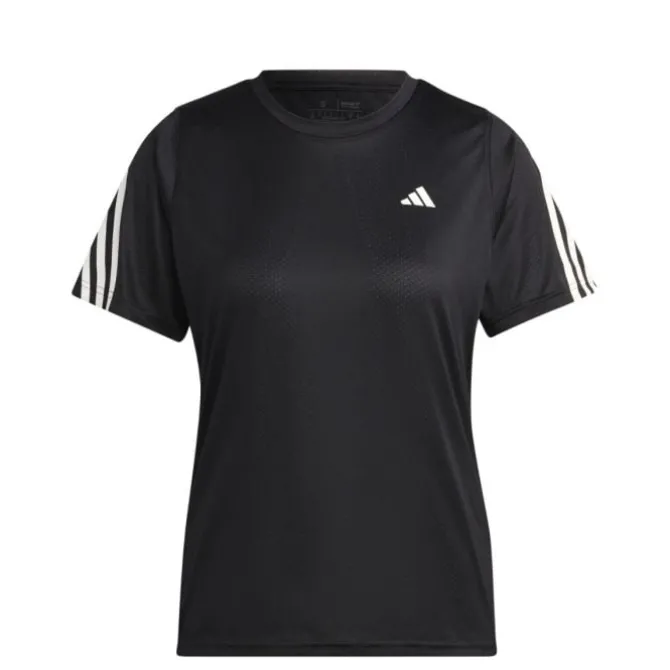 adidas Laufshirts>Run Icons 3-Stripes Short Sleeve Tee Schwarz