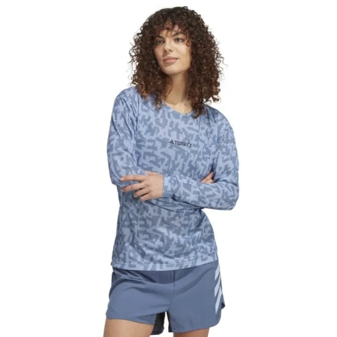 adidas Laufshirts>Trail Long Sleeve Gfx Blau