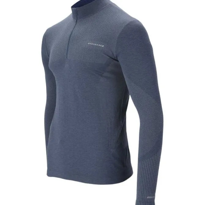 Endurance Laufshirts>Jaro Seamless Midlayer Blau