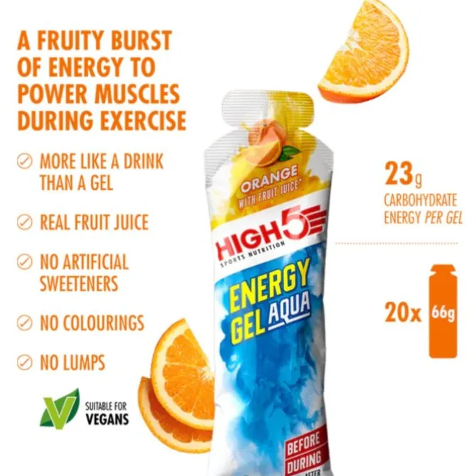 High5 Sportnahrung>Energy Gel Aqua Orange - Box 20x66g Weiß