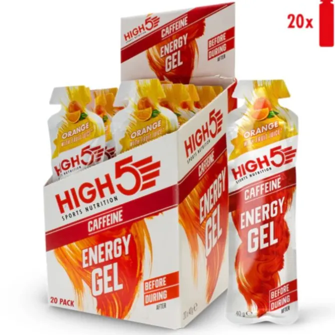 High5 Sportnahrung>Energy Gel Caffeine Orange - Box 20x40g Weiß