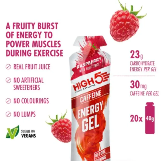 High5 Sportnahrung>Energy Gel Caffeine Raspberry 20x40g Weiß