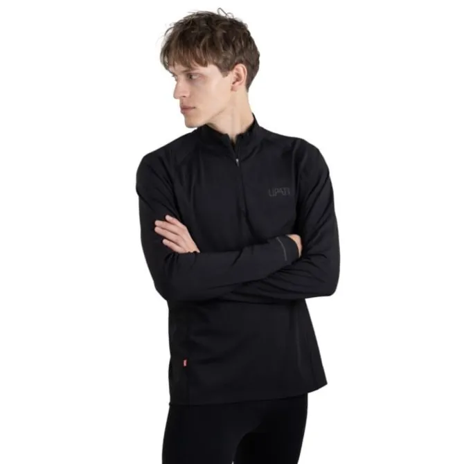 Lipati Laufshirts>Calvus Zip Warm Shirt Schwarz