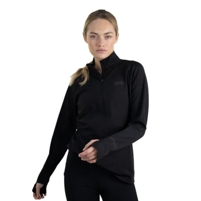 Lipati Laufshirts>Calvus Zip Warm Shirt Schwarz