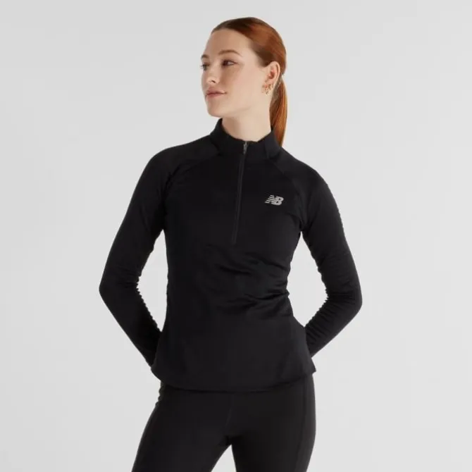 New Balance Laufshirts>Athletics Heat Grid Half Zip Schwarz