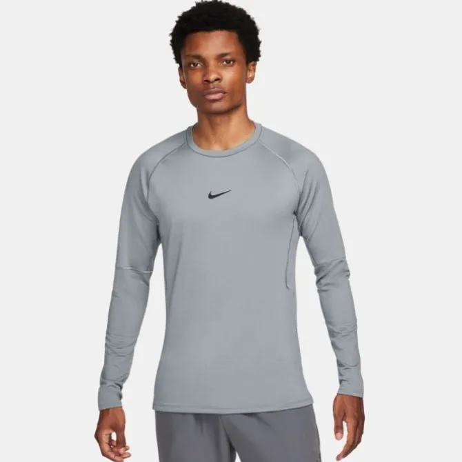 Nike Laufshirts>Pro Warm Long Sleeve Tee Grau