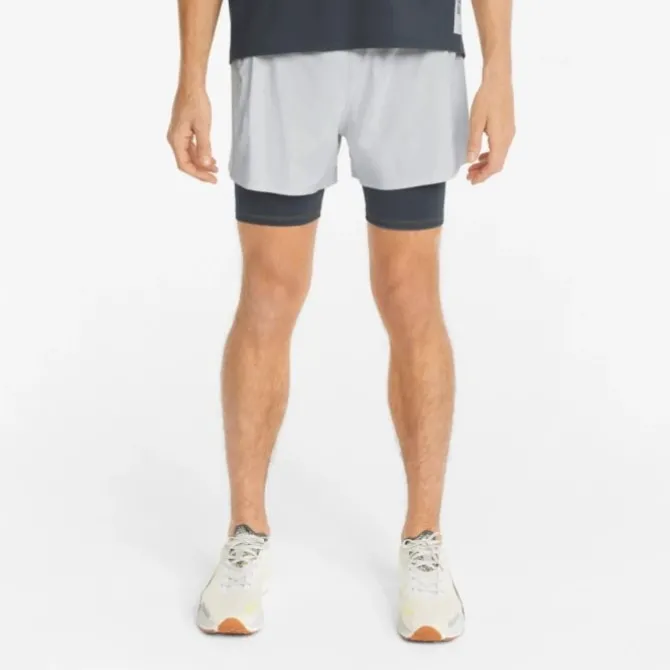 Puma Laufshorts>Run First Mile 5" 2-in-1 Shorts Grau