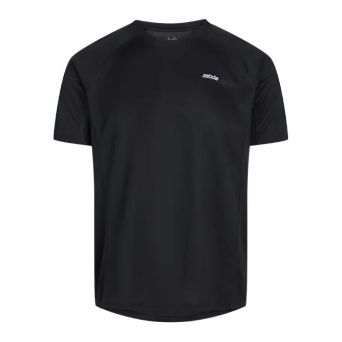 Zebdia Laufshirts>Chest Print Sports SS Tee Schwarz